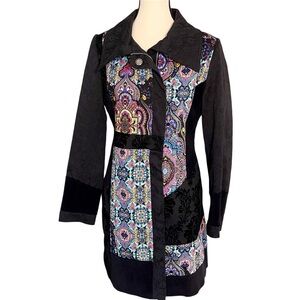 Bny’s Bunny’s Mixed Media Jacket Coat Woman’s Size 40 US M Brocade Velvet Unique